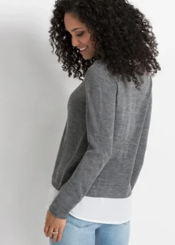 Pull en fine maille avec empiècement chemisier