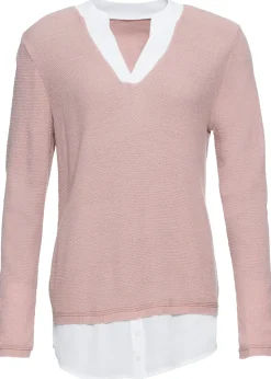 Pull en fine maille avec empiècement chemisier