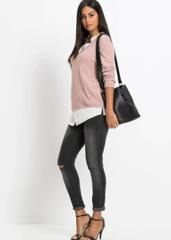 Pull en fine maille avec empiècement chemisier