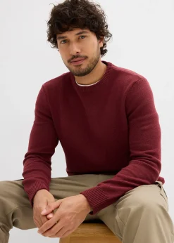 Pull en fine maille, coton recyclé majoritaire