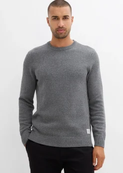 Pull en fine maille, coton recyclé majoritaire