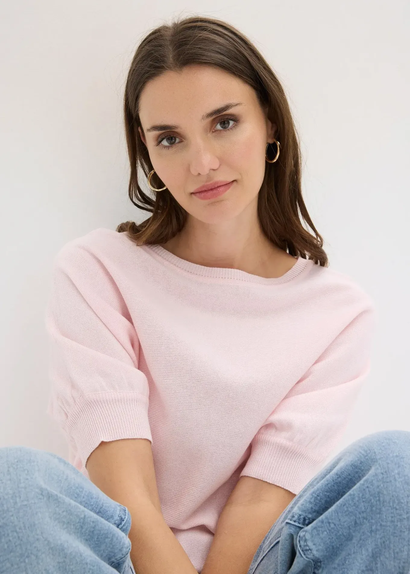 Pull en fine maille de coton mélangé