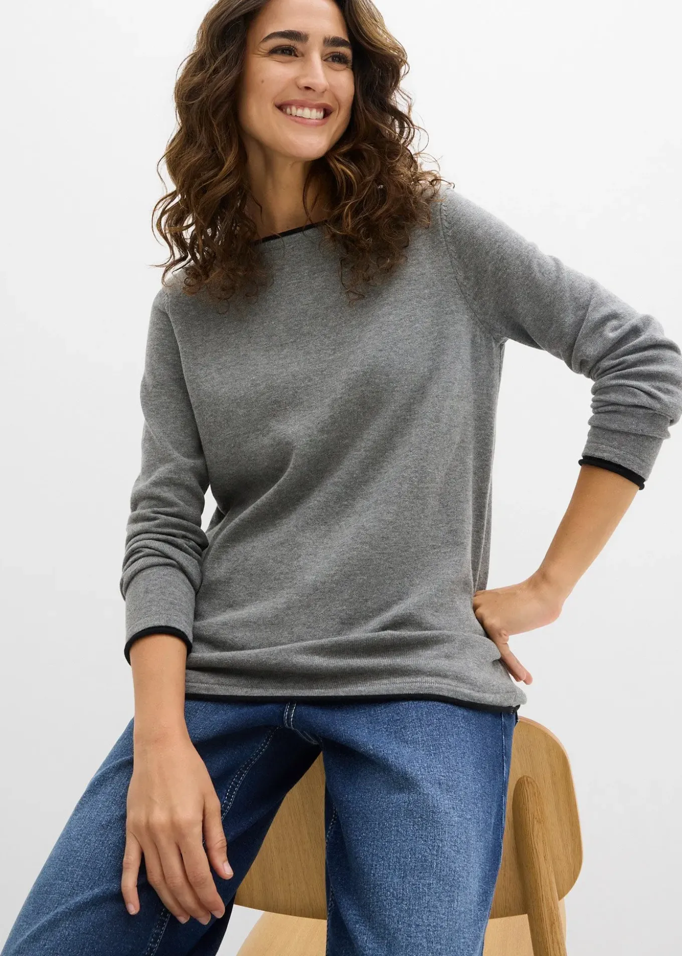 Pull en fine maille de coton mélangé