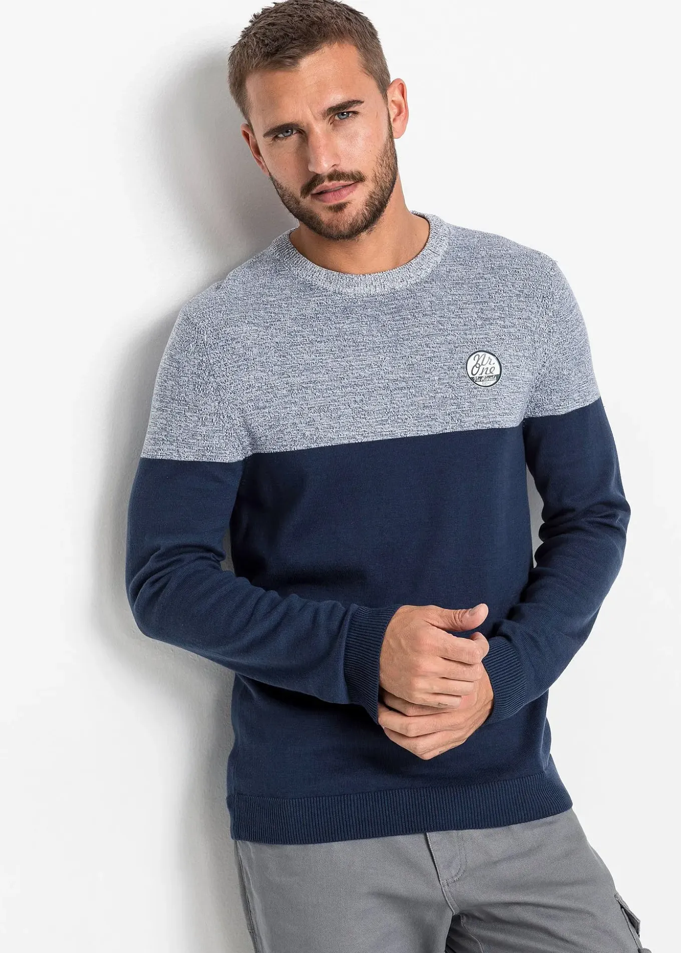 Pull en fine maille effet color block