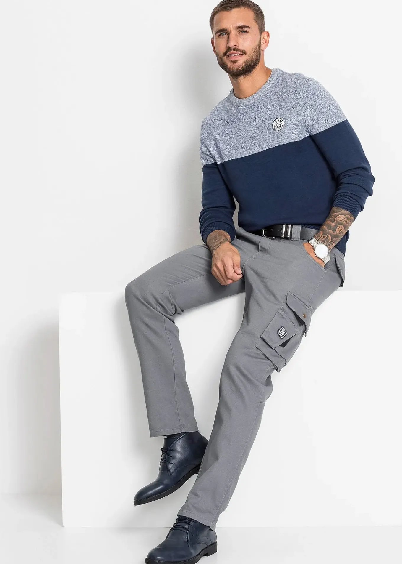 Pull en fine maille effet color block