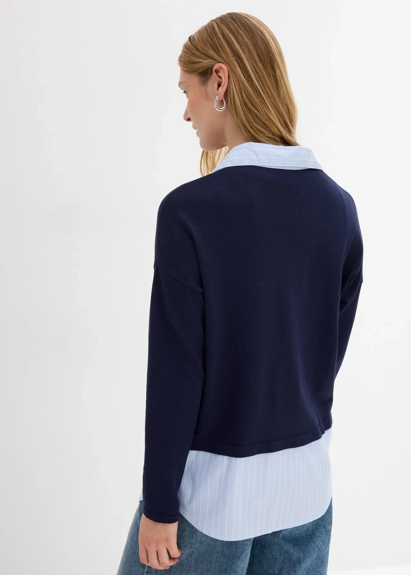 Pull en fine maille empiècement chemisier