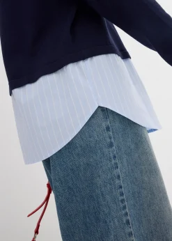 Pull en fine maille empiècement chemisier