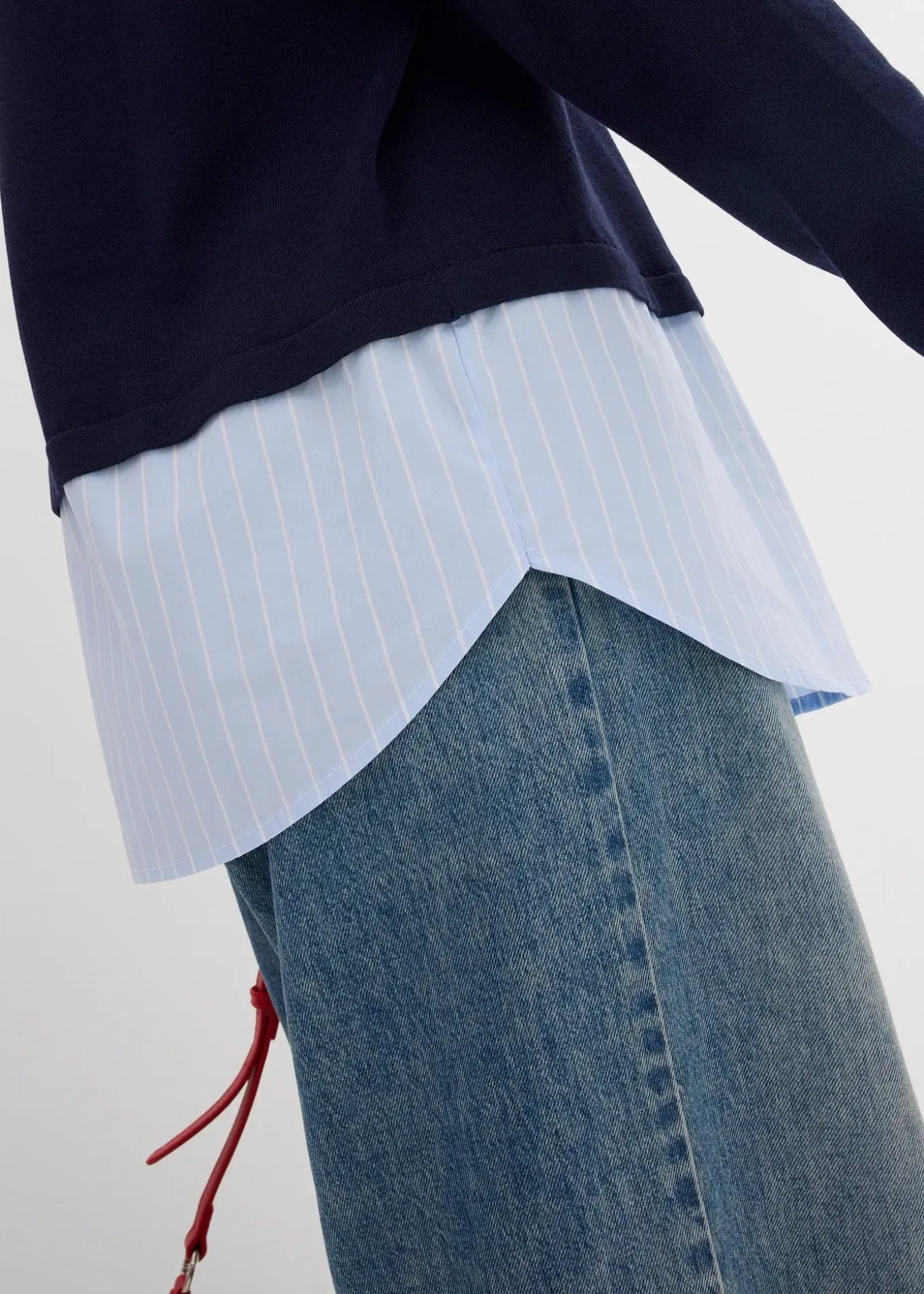 Pull en fine maille empiècement chemisier