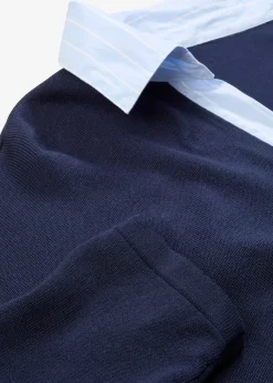 Pull en fine maille empiècement chemisier