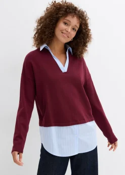 Pull en fine maille empiècement chemisier