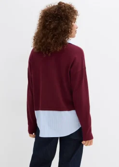 Pull en fine maille empiècement chemisier