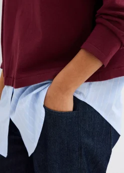 Pull en fine maille empiècement chemisier