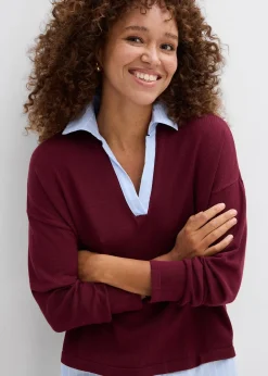 Pull en fine maille empiècement chemisier