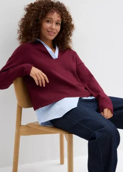 Pull en fine maille empiècement chemisier