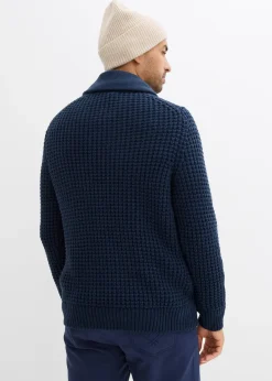 Pull en grosse maille à col châle, texture gaufrée