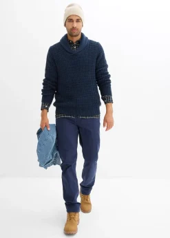 Pull en grosse maille à col châle, texture gaufrée