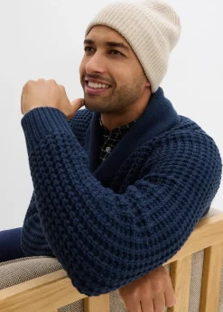 Pull en grosse maille à col châle, texture gaufrée