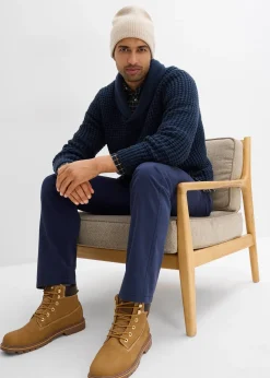 Pull en grosse maille à col châle, texture gaufrée