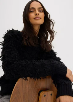 Pull en grosse maille à franges