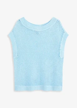 Pull en grosse maille ajourée avec fil brillant