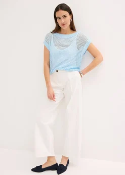 Pull en grosse maille ajourée avec fil brillant