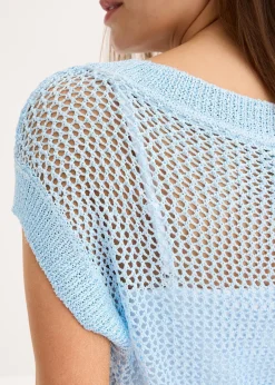 Pull en grosse maille ajourée avec fil brillant