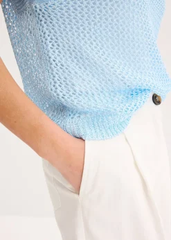 Pull en grosse maille ajourée avec fil brillant