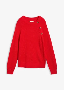 Pull en grosse maille avec patte de boutonnage