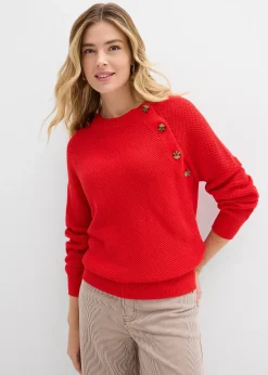Pull en grosse maille avec patte de boutonnage