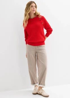 Pull en grosse maille avec patte de boutonnage