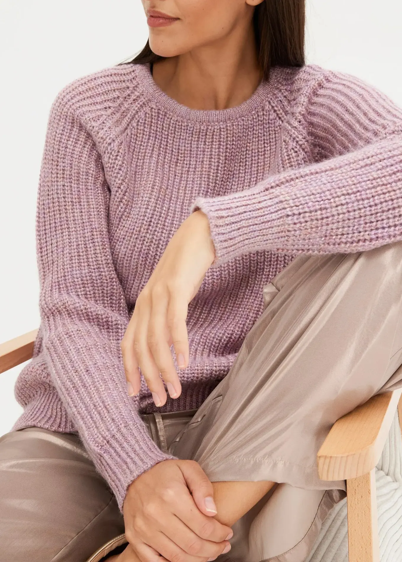 Pull en grosse maille avec fil brillant