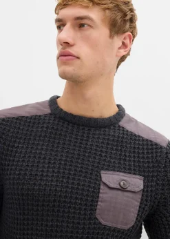 Pull en grosse maille avec poche à rabat