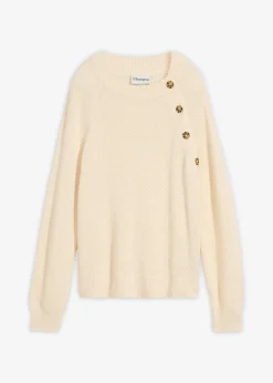 Pull en grosse maille avec patte de boutonnage
