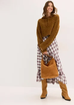 Pull en grosse maille avec capuche