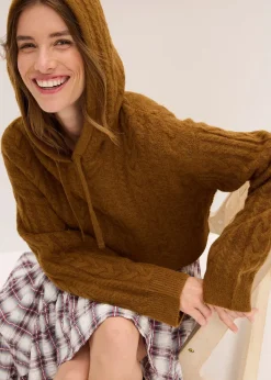 Pull en grosse maille avec capuche