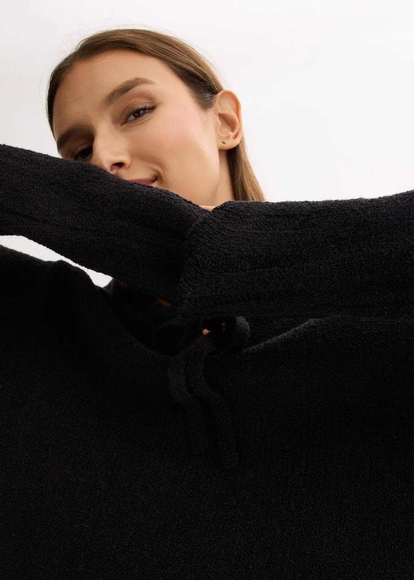 Pull en grosse maille avec lien à nouer