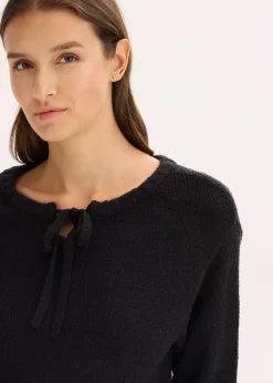 Pull en grosse maille avec lien à nouer
