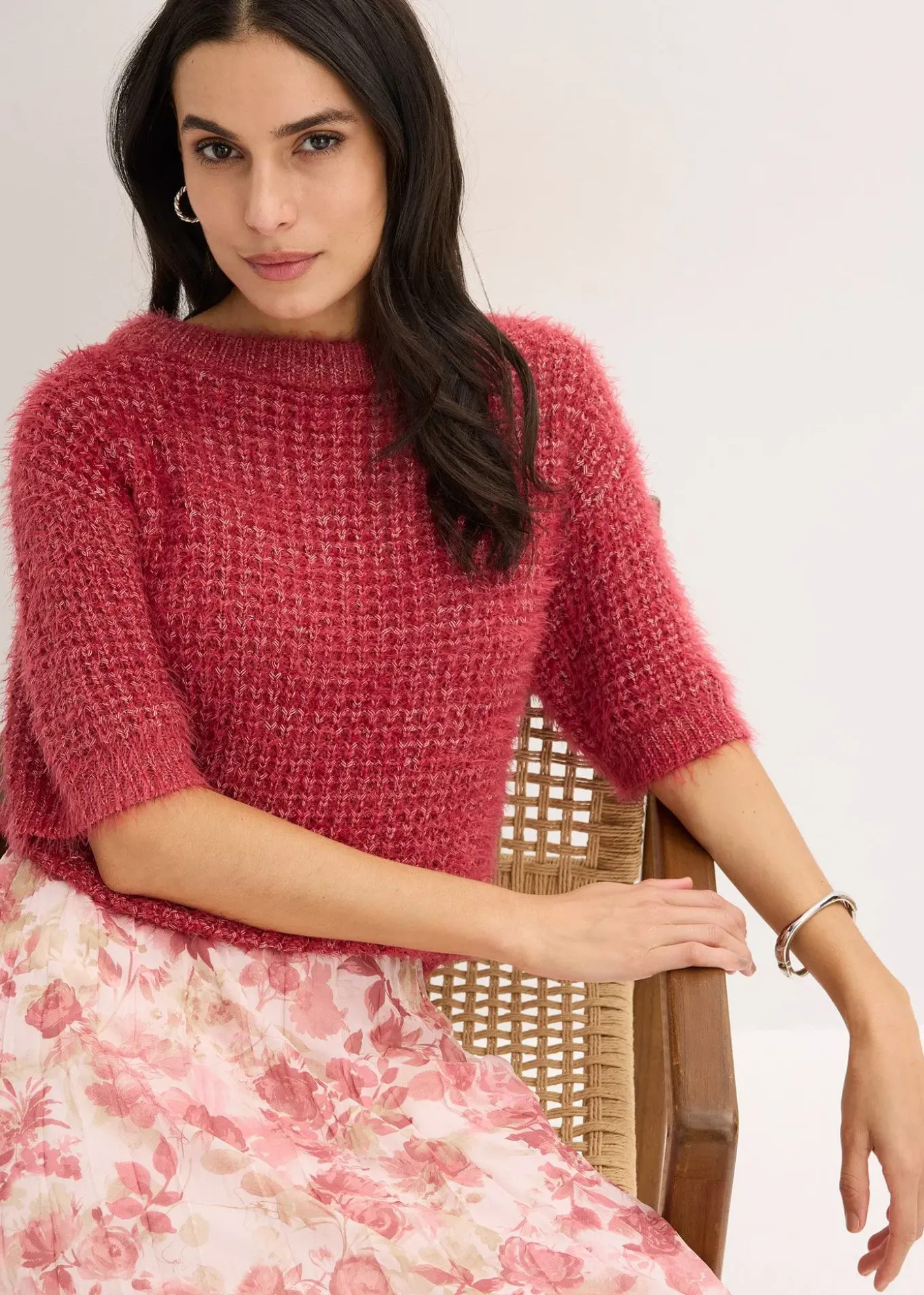 Pull en grosse maille poilue