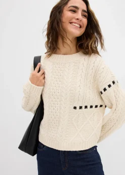 Pull en grosse maille torsadée