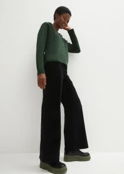 Pull en maille à col V et capuche