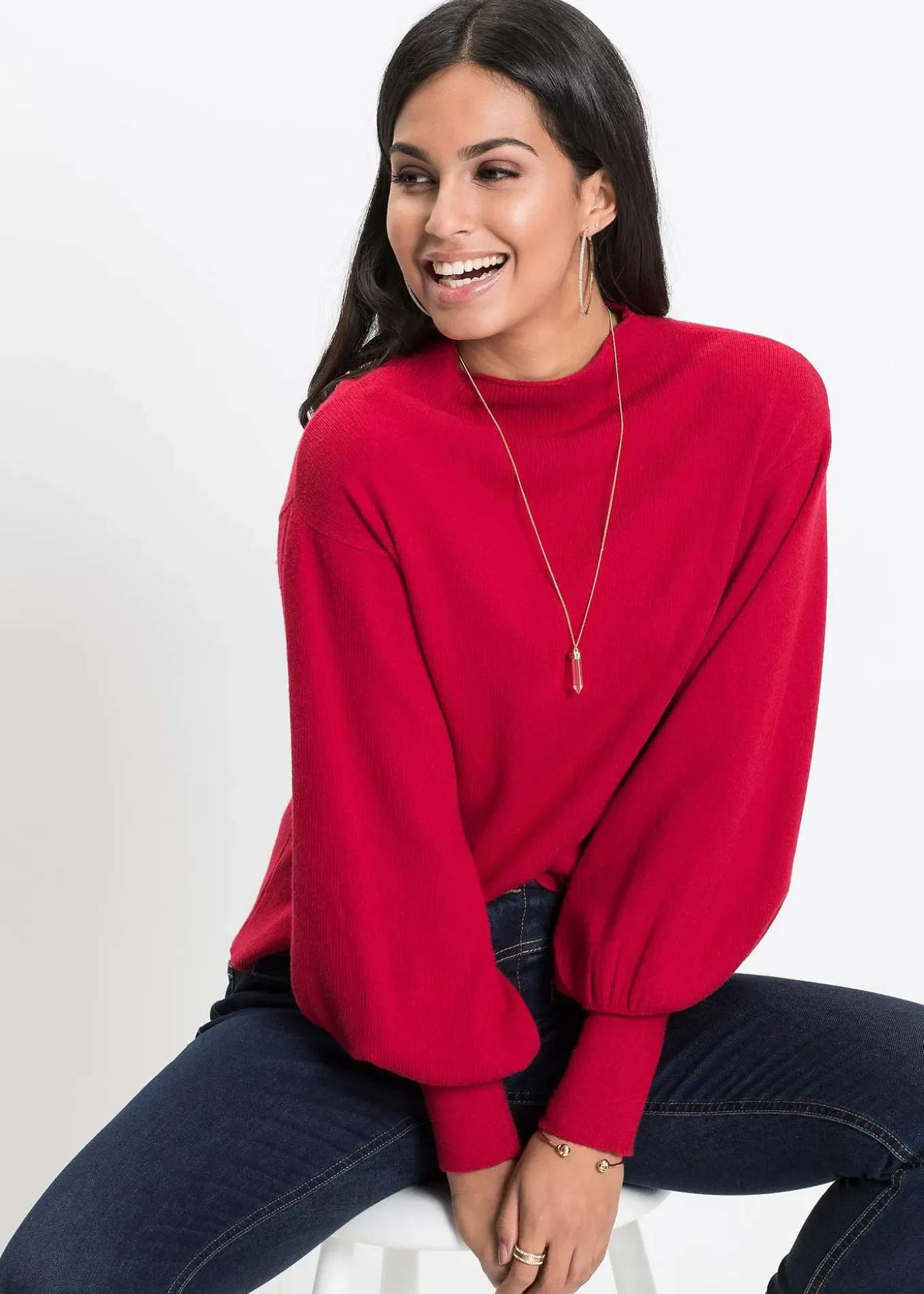 Pull en maille à manches ballon