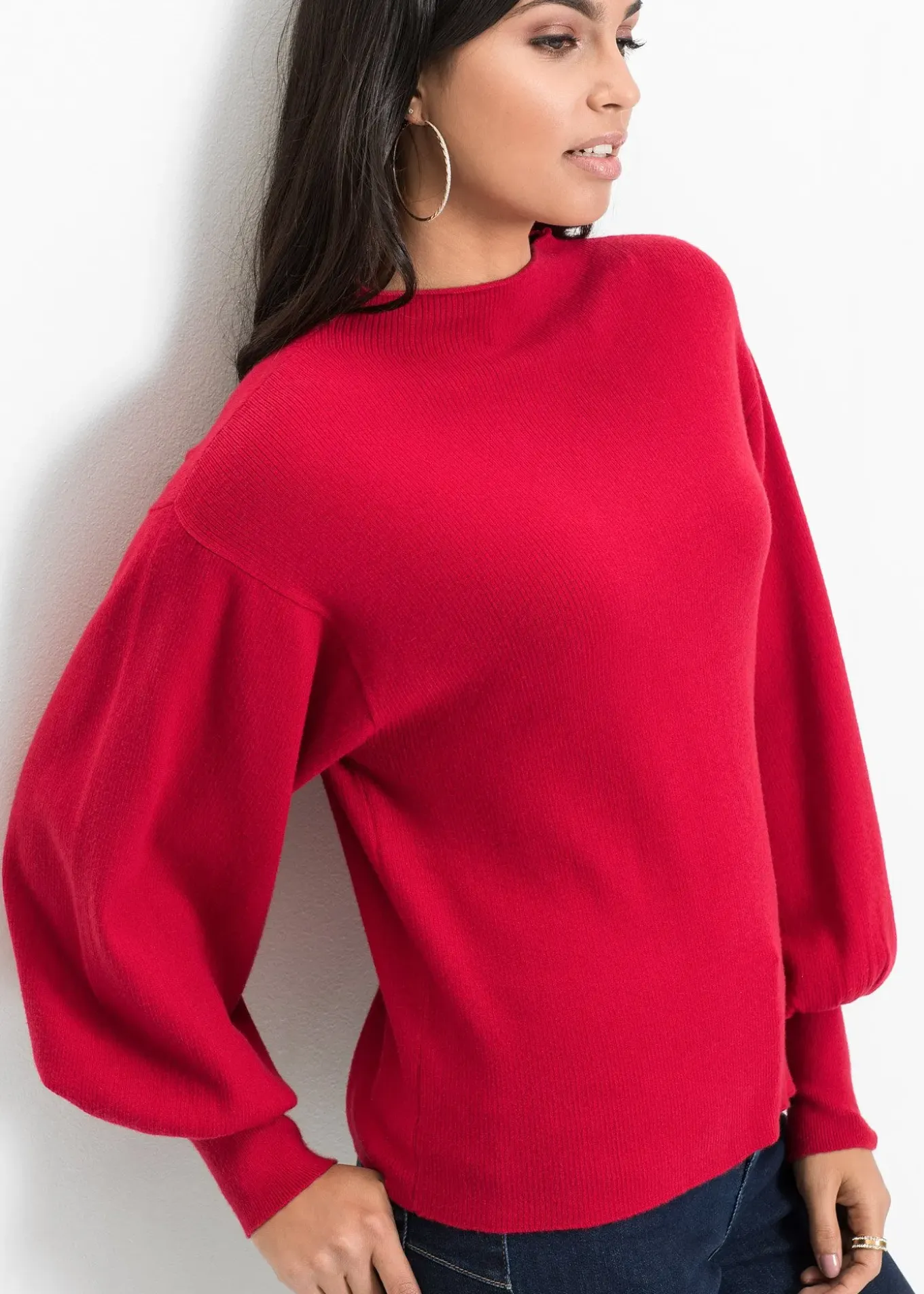 Pull en maille à manches ballon