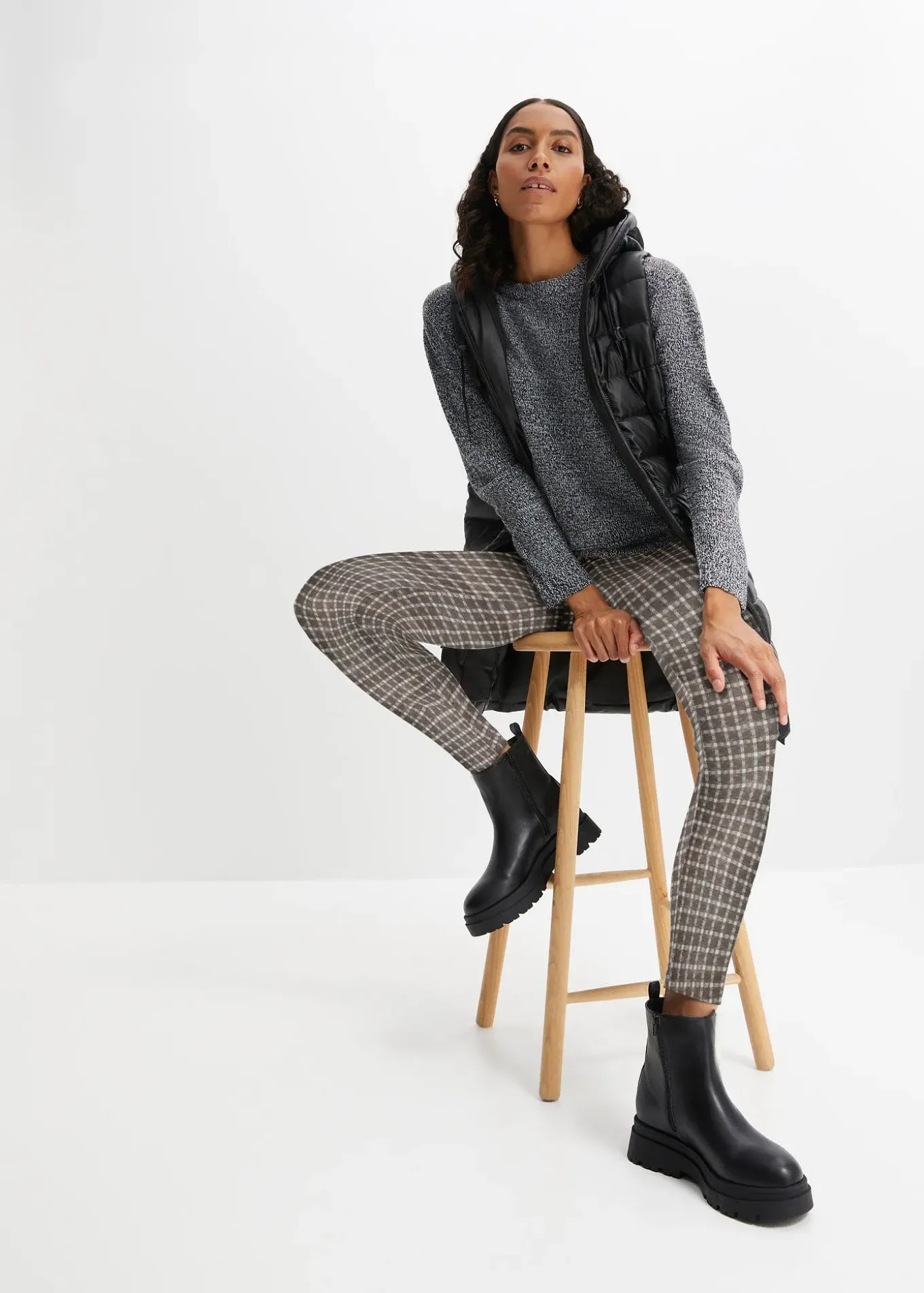 Pull en maille chinée à col rond