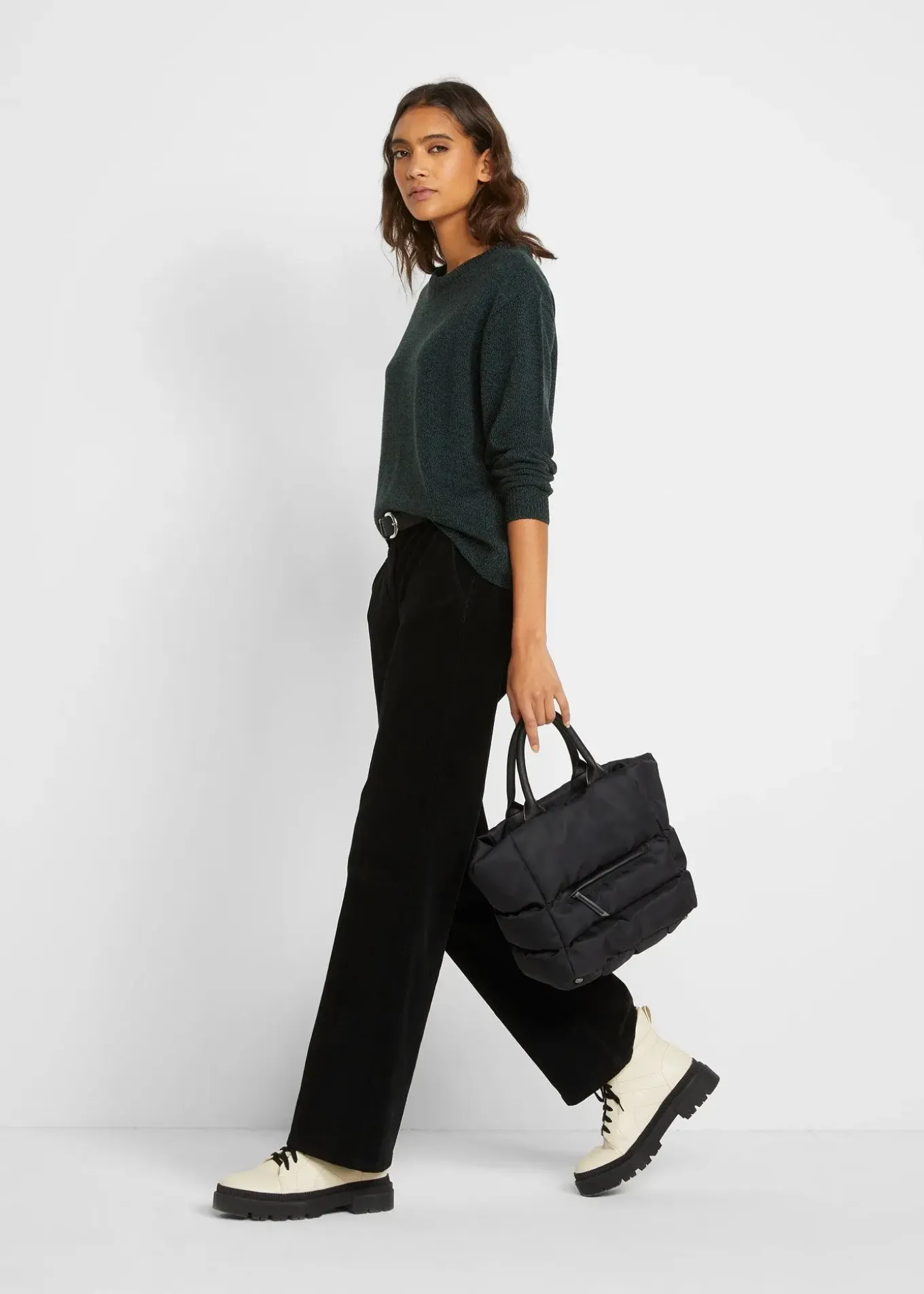 Pull en maille chinée à col rond