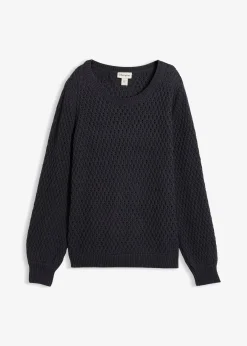 Pull en maille texturée de coton mélangé