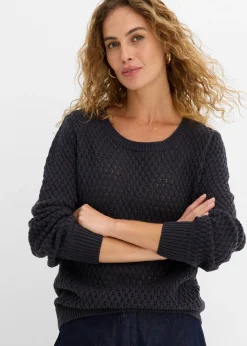 Pull en maille texturée de coton mélangé