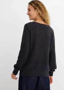 Pull en maille texturée de coton mélangé