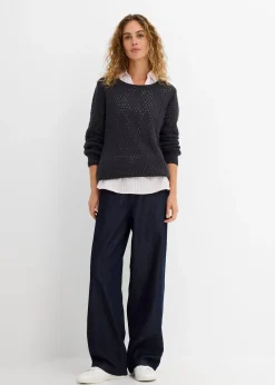 Pull en maille texturée de coton mélangé