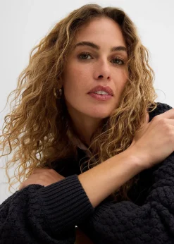 Pull en maille texturée de coton mélangé