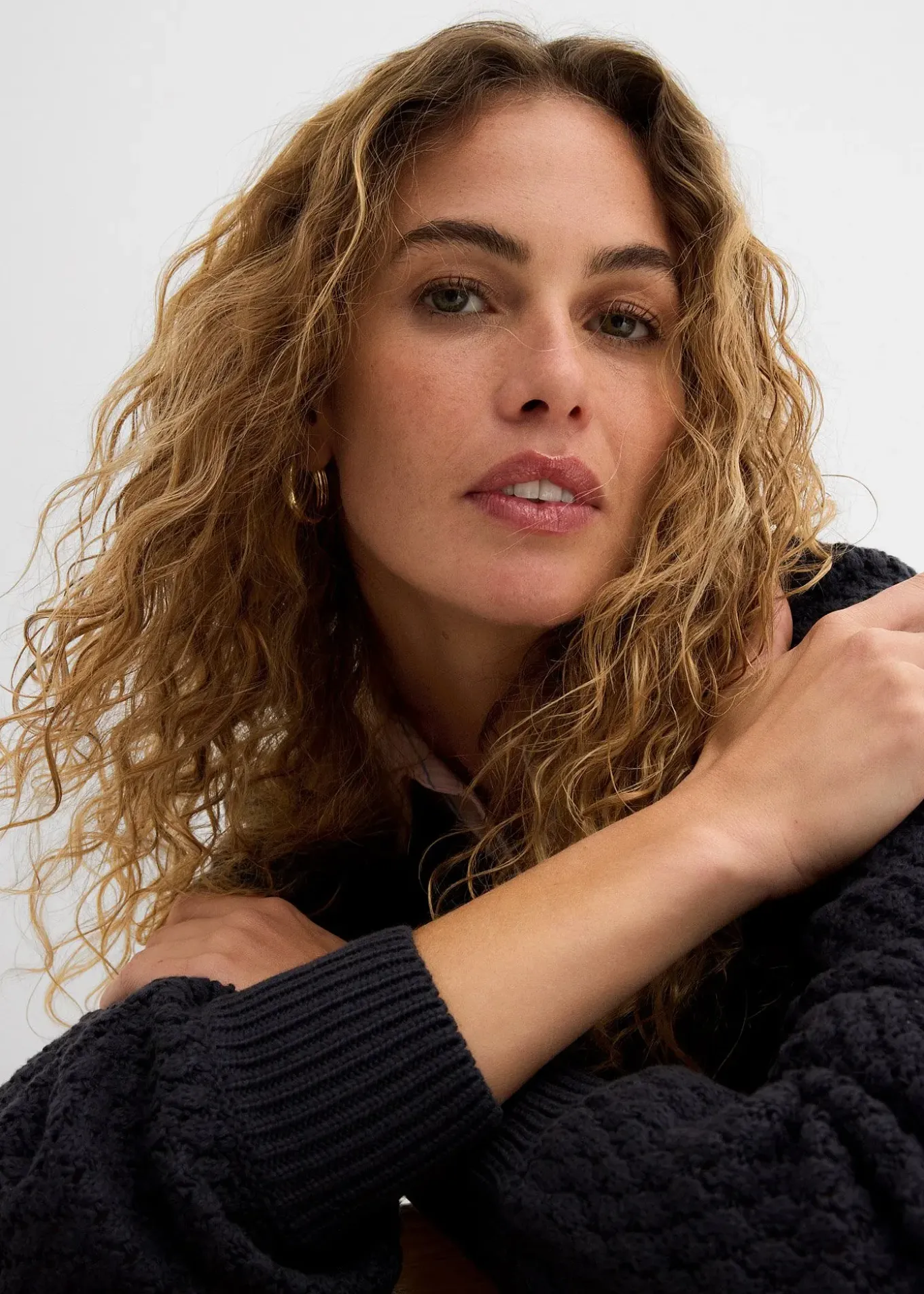 Pull en maille texturée de coton mélangé